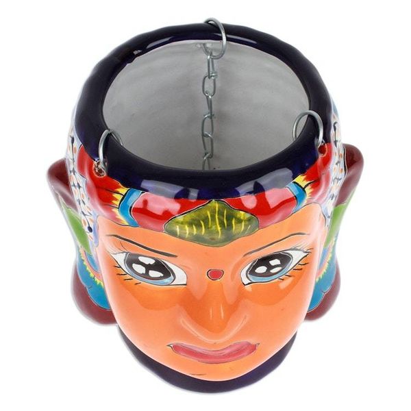 Alternate image for Hacienda and Indian-Themed Ceramic Hanging Planter in Orange Classic Customs