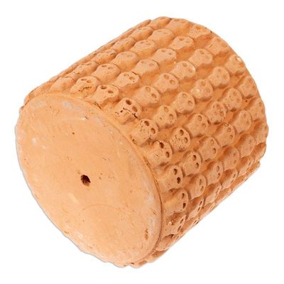 Alternate image for Handcrafted Skull-Patterned Round Beige Ceramic Flower Pot Portal to the Beige Afterlife