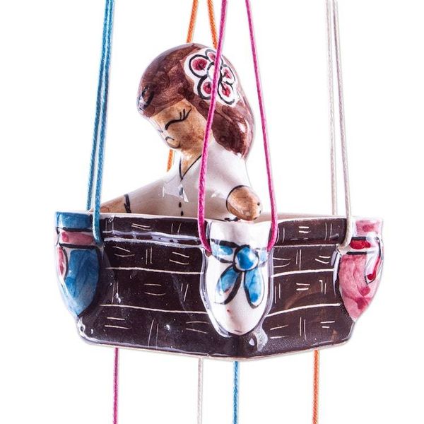 Alternate image for Hand Painted Ceramic Hot Air Balloon Wind Chime Balloon Ride