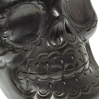 Alternate image for Handcrafted Black Ceramic Skull Planter Revival
