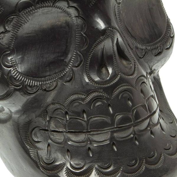 Alternate image for Handcrafted Black Ceramic Skull Planter Revival