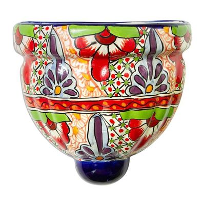 Alternate image for Ceramic Wall Planter Hand Crafted in Mexico Talavera Garden