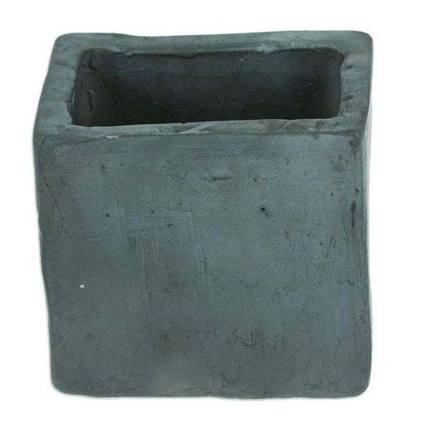 Alternate image for Mexican Handmade Barro Negro Black Ceramic Mini Flower Pot Square  Smooth