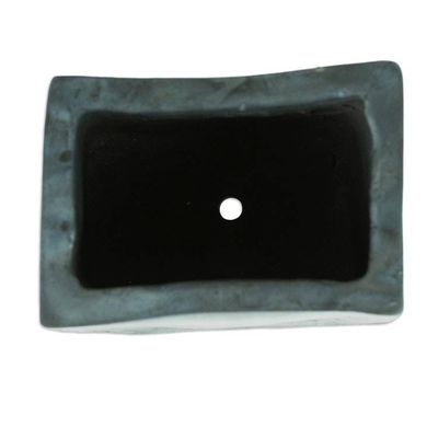 Alternate image for Mexican Handmade Barro Negro Black Ceramic Mini Flower Pot Square  Smooth