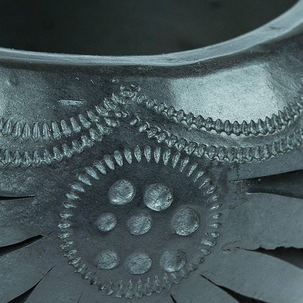 Alternate image for Mexican Barro Negro Flower Pot with Peacock Motifs Peacock Luxury