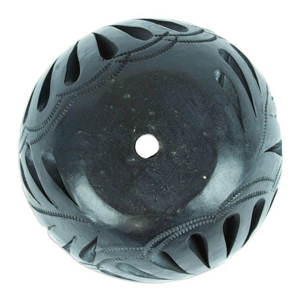 Alternate image for Mexican Barro Negro Flower Pot with Peacock Motifs Peacock Luxury