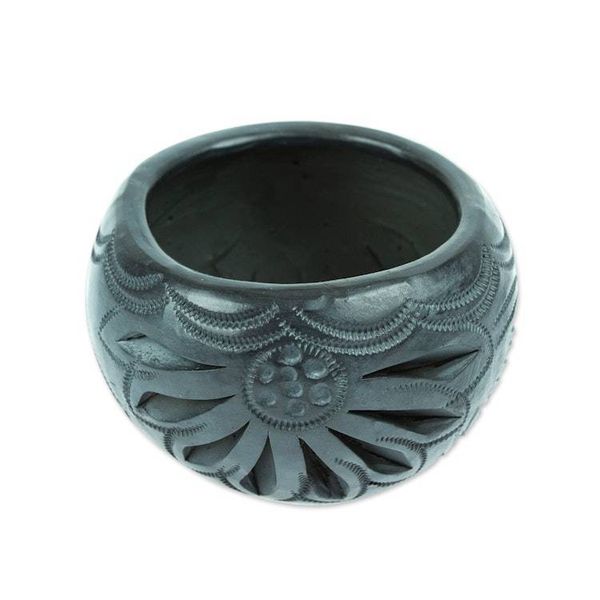 Alternate image for Handcrafted Barro Negro Flower Pot from Mexico Traditional Bloom