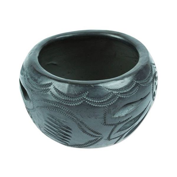 Alternate image for Handcrafted Barro Negro Flower Pot from Mexico Traditional Bloom