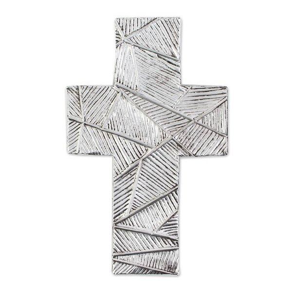 Alternate image for Wall Cross in Oxidized Crosshatched Aluminum Repousse Mexican Belief