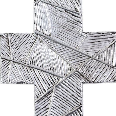 Alternate image for Wall Cross in Oxidized Crosshatched Aluminum Repousse Mexican Belief