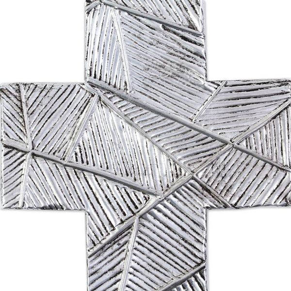 Alternate image for Wall Cross in Oxidized Crosshatched Aluminum Repousse Mexican Belief