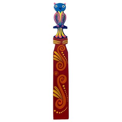Alternate image for Hand Crafted Mexican Copal Wood Bookmark with Tropical Owl Reading Owl