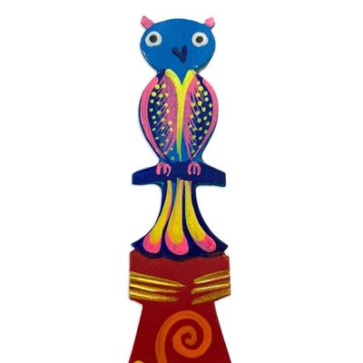 Alternate image for Hand Crafted Mexican Copal Wood Bookmark with Tropical Owl Reading Owl