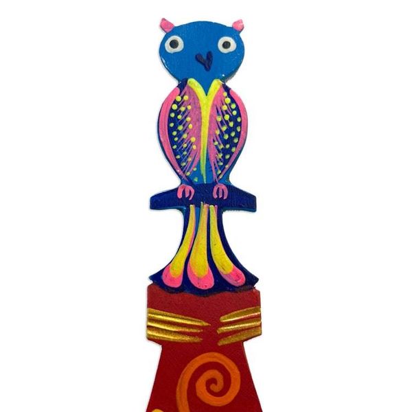 Alternate image for Hand Crafted Mexican Copal Wood Bookmark with Tropical Owl Reading Owl