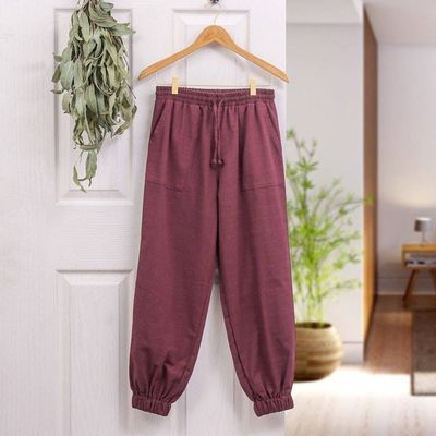 Main image for Bordeaux Cotton Twill Jogger Pants with Drawstring Waist Casual in Wine