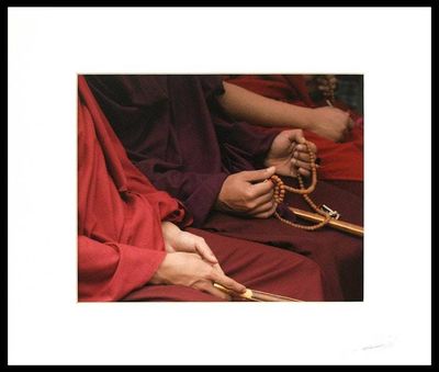 Alternate image for Color Photograph of Monks Praying the Japa Mala Meditative Hands