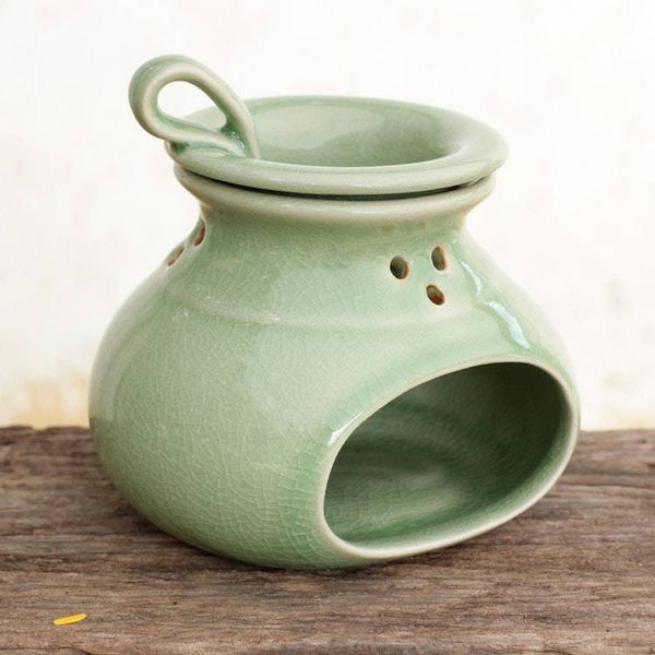 Alternate image for Green Celadon Ceramic Oil Warmer from Thailand In Harmony