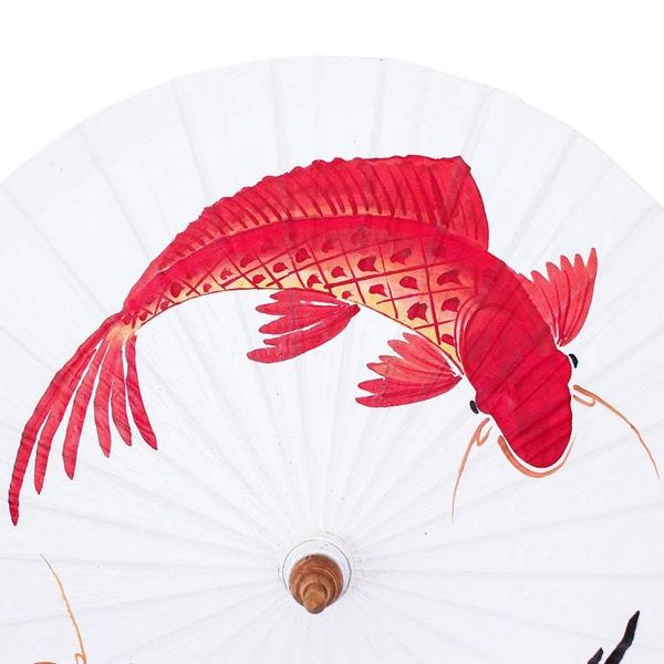Alternate image for Hand-Painted Cotton and Bamboo Thai Parasol with Fish Motif Charming Couple