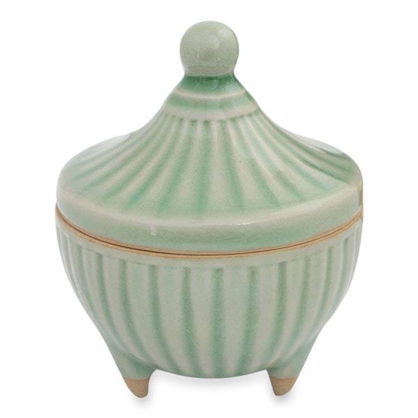 Alternate image for Handcrafted Green Thai Celadon Jar and Lid Temple Spire