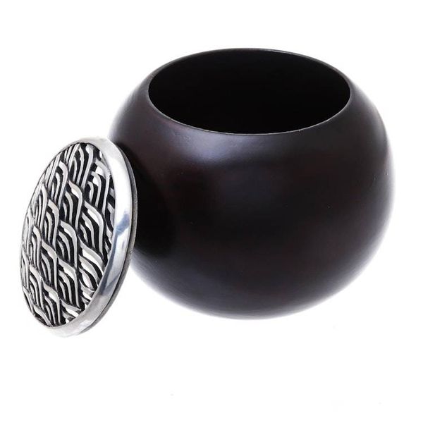 Alternate image for Handmade Raintree Wood and Pewter Decorative Jar 4 inch The Wave