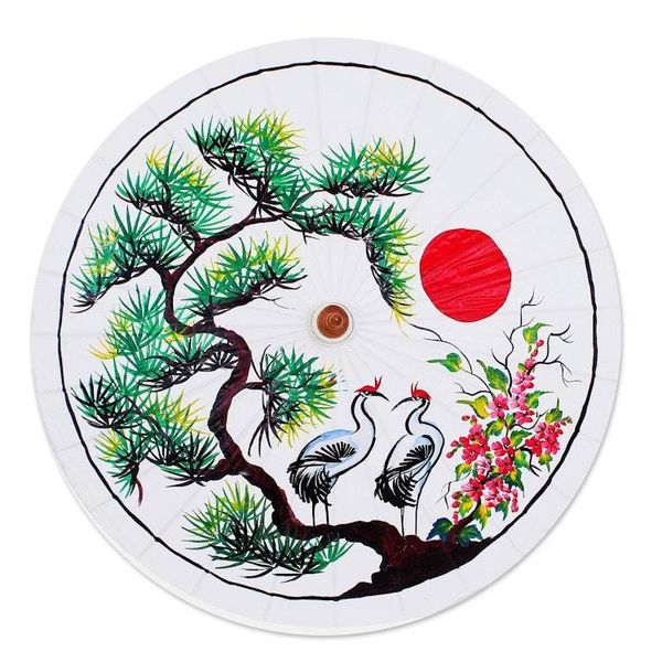 Alternate image for Hand-Painted Cotton Parasol with Bamboo Frame Tree of Love