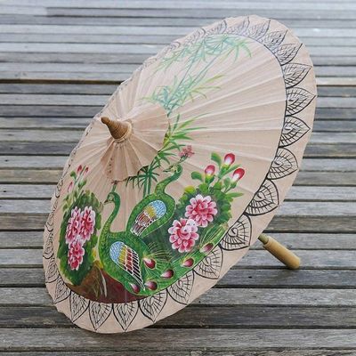 Main image for Peacock-Themed Paper Parasol from Thailand Peacock Garden