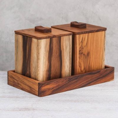 Alternate image for Teak Wood Decorative Boxes from Thailand Pair Teak Treasure