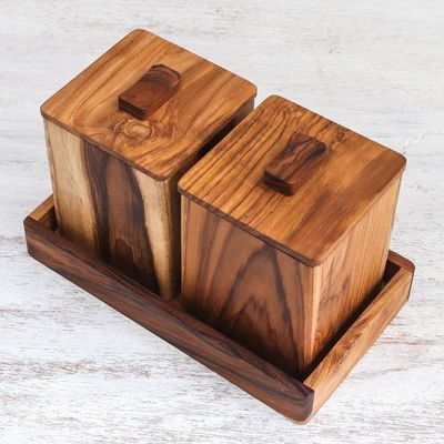 Alternate image for Teak Wood Decorative Boxes from Thailand Pair Teak Treasure