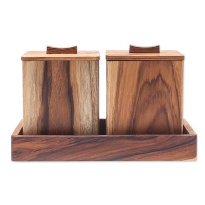 Alternate image for Teak Wood Decorative Boxes from Thailand Pair Teak Treasure
