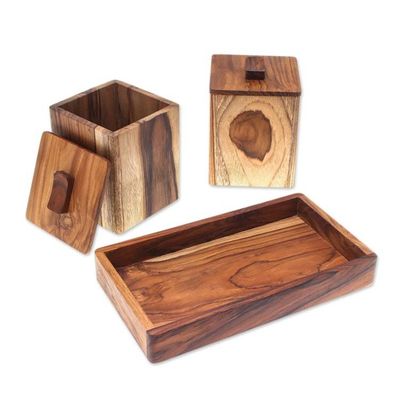 Alternate image for Teak Wood Decorative Boxes from Thailand Pair Teak Treasure
