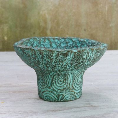 Alternate image for Handcrafted Recycled Paper Catchall in Green from Thailand Smooth Living