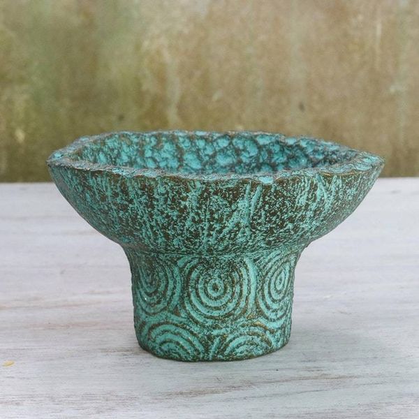 Alternate image for Handcrafted Recycled Paper Catchall in Green from Thailand Smooth Living
