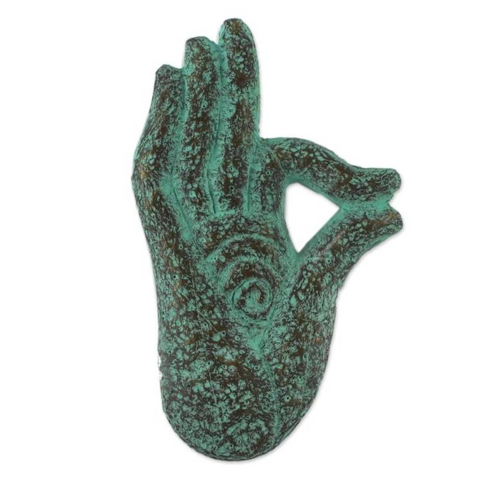 Recycled Paper Relief Panel of a Hand from Thailand 'Meditating Hand'