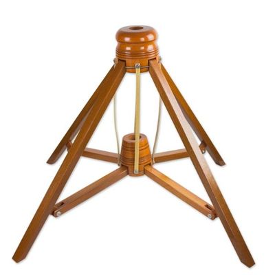 Alternate image for Outdoor Garden Umbrella Base Handcrafted of Wood Happy Garden
