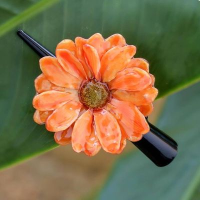 Alternate image for Natural Orange Aster Hair Clip from Thailand Orange Aster Passion