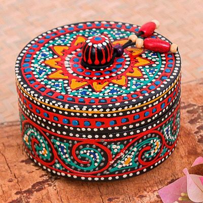 Primary image for Hand-Painted Mango Wood Decorative Box in Red Red Specks