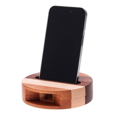 Alternate image for Hand Crafted Round Wood Smartphone Speaker Lively Sound