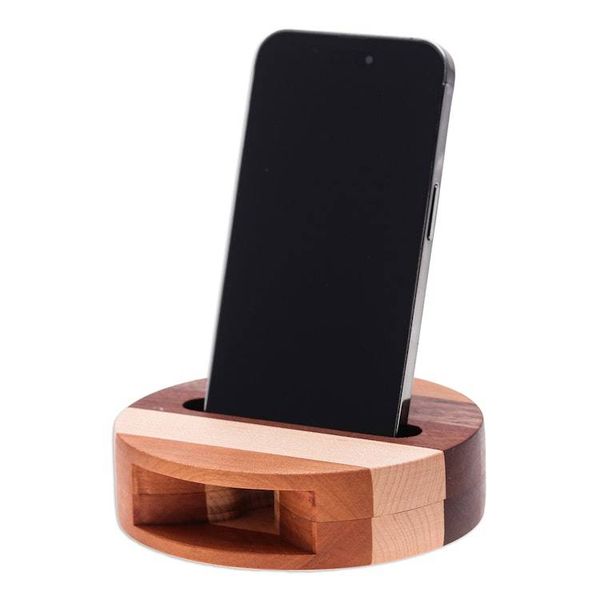 Alternate image for Hand Crafted Round Wood Smartphone Speaker Lively Sound