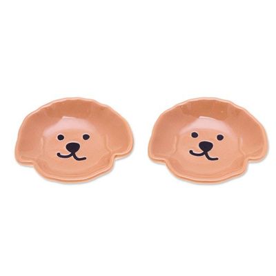 Alternate image for Poodle Puppy-Themed Glazed Ceramic Catchall Pair in Brown Poodle Tenderness