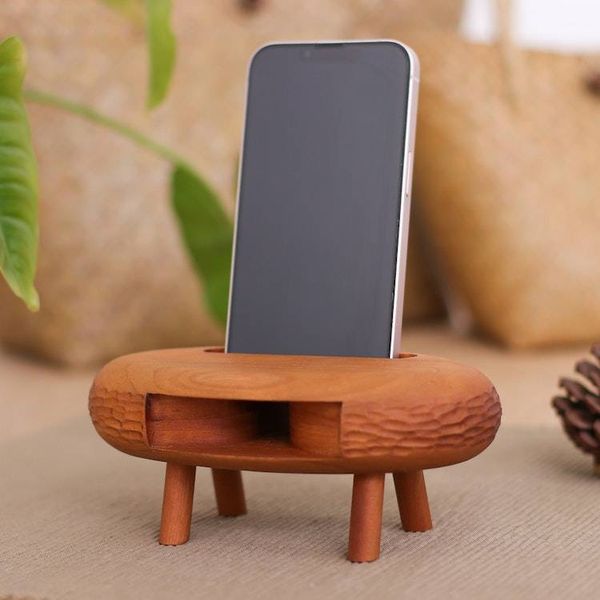 Alternate image for Hand-Carved Ovoid Teak Wood Phone Speaker from Thailand Ovoid Traces