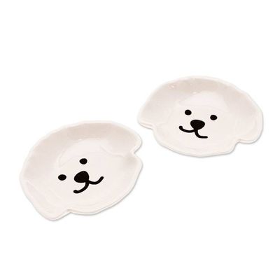 Alternate image for 2 Poodle Puppy-Themed Hand-Painted Glazed Ceramic Catchalls Poodle Charm