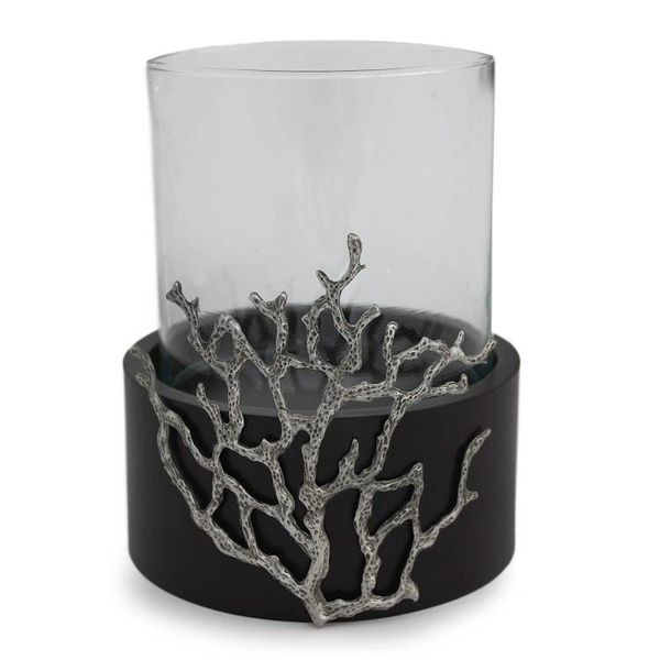 Alternate image for Hand Made Wood Candleholder Medium Coral Light