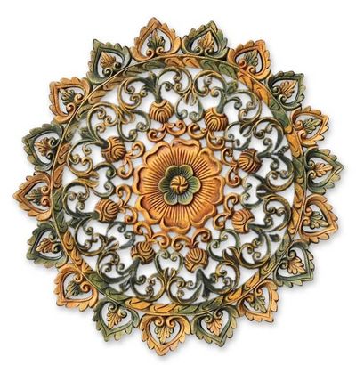 Alternate image for Hand Carved Wood Relief Panel Circle Balance