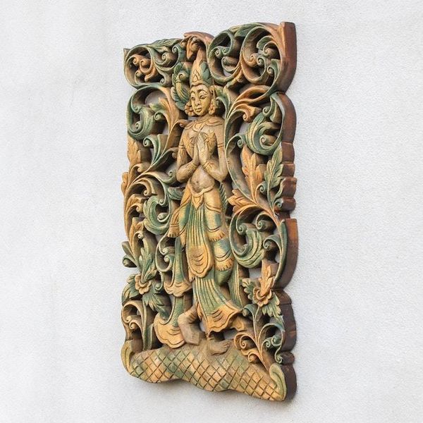 Alternate image for Teak Wood Relief Panel Angel Walk