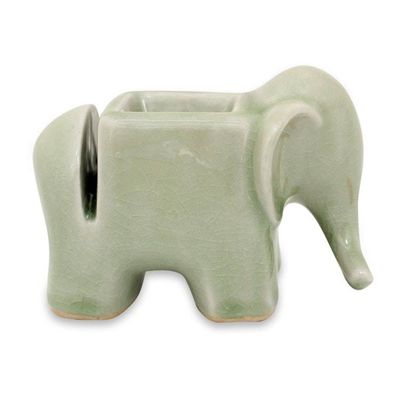 Alternate image for Celadon Ceramic Card Holder Green Elephant