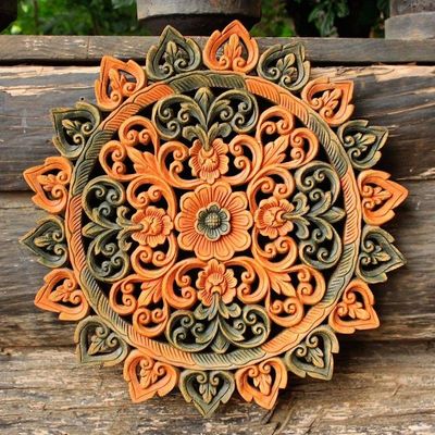 Alternate image for Teak relief panel Illuminated Circle