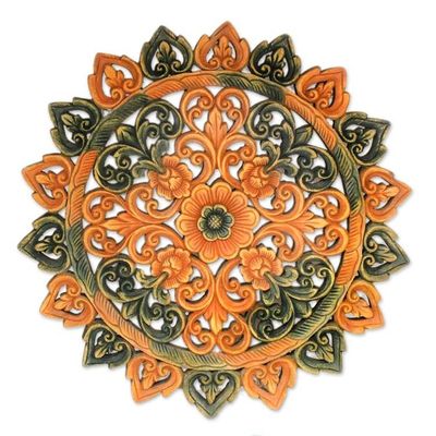 Alternate image for Teak relief panel Illuminated Circle