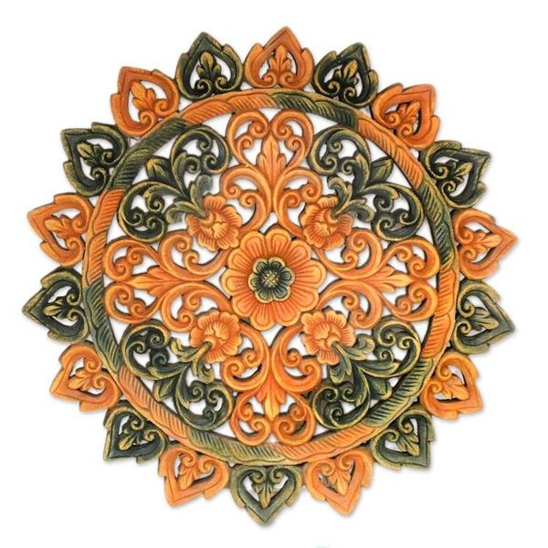 Alternate image for Teak relief panel Illuminated Circle