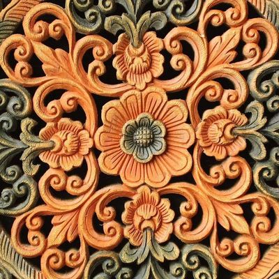 Alternate image for Teak relief panel Illuminated Circle