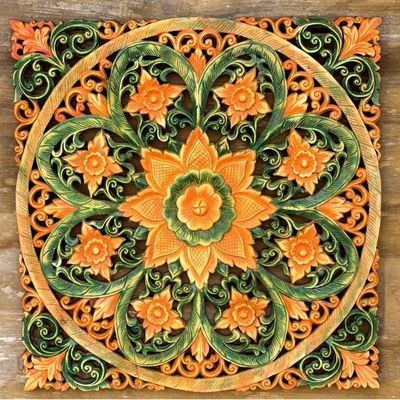 Alternate image for Teak relief panel Florid Magic